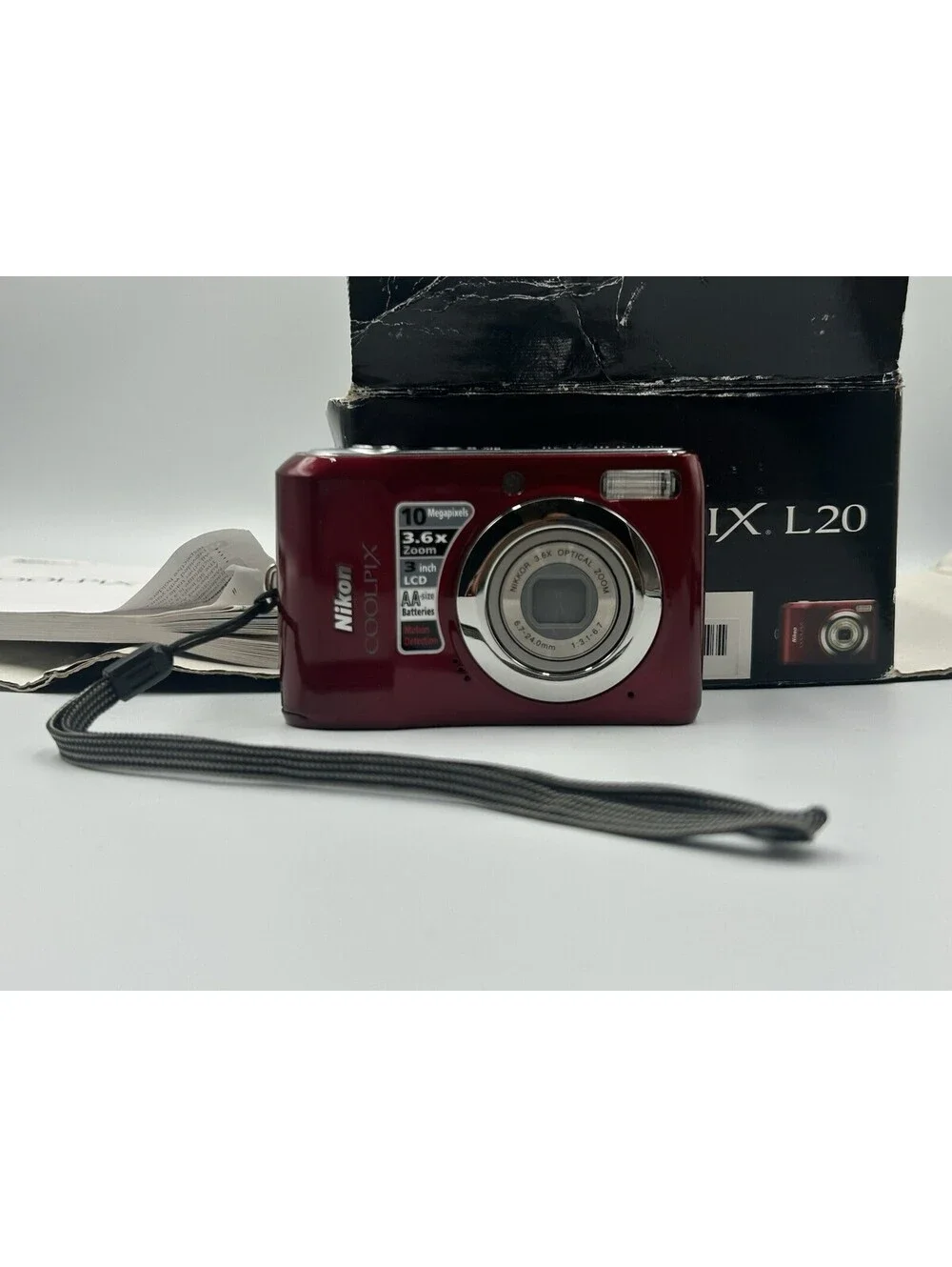 Nikon COOLPIX L20 Red 10MP Digital Camera Bundle For Repair Or Parts